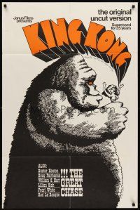 6p486 KING KONG/GREAT CHASE 1sh '68 action double-bill, art of giant w/topless woman!