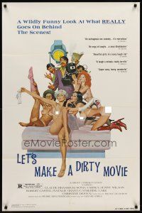 6p515 LET'S MAKE A DIRTY MOVIE 1sh '77 Attention les yeux, French sex, great sexy artwork!