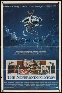 6p611 NEVERENDING STORY 1sh '84 Wolfgang Petersen, great fantasy art by Ezra Tucker!