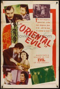 6p649 ORIENTAL EVIL 1sh '51 Man's Fate is sealed in the Evil of the Orient, Martha Hyer!