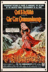 6p884 TEN COMMANDMENTS 1sh R72 Cecil B. DeMille classic starring Charlton Heston & Yul Brynner!