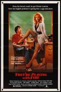 6p895 THEY'RE PLAYING WITH FIRE 1sh '84 sexy Playboy Sensation Sybil Danning is the teacher!