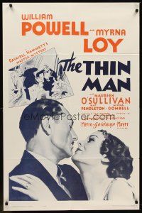 6p897 THIN MAN 1sh R62 William Powell, Myrna Loy, W.S. Van Dyke directed classic!