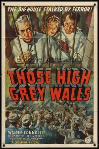 6p905 THOSE HIGH GREY WALLS 1sh '39 Charles Vidor's prison thriller, cool dramatic art!