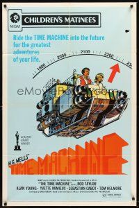 6p914 TIME MACHINE 1sh R72 H.G. Wells, George Pal, great completely different sci-fi artwork!
