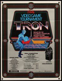 6p935 TRON arcade video game tournament 1sh '82 Walt Disney sci-fi, Jeff Bridges in a computer!