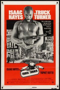 6p936 TRUCK TURNER 1sh '74 AIP, cool image of Isaac Hayes with gun!