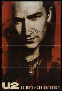 6p942 U2 RATTLE & HUM teaser 1sh '88 cool close-up of Bono, Irish rock!