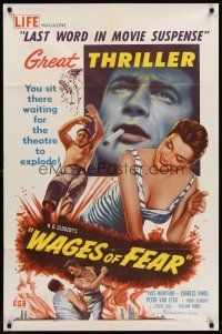6p962 WAGES OF FEAR 1sh '55 Yves Montand, Henri-Georges Clouzot's suspense classic!