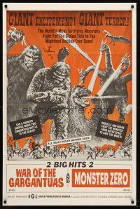 6p964 WAR OF THE GARGANTUAS/GODZILLA VS. MONSTER ZERO 1sh '66 great close up monster images!