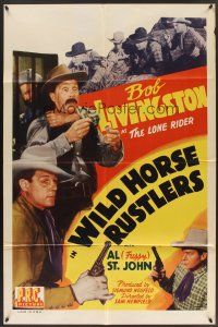 6p978 WILD HORSE RUSTLERS 1sh '43 Bob Livingston as The Lone Rider, Al 'Fuzzy' St. John!
