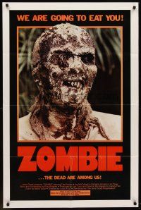 6p997 ZOMBIE 1sh '79 Zombi 2, Lucio Fulci classic, gross c/u of undead, we are going to eat you!