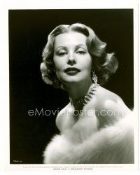 6r079 ARLENE DAHL deluxe 8x10 still '51 close up in super sexy fur outfit with cool jewelry!