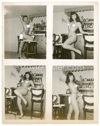 6r103 BETTIE PAGE 8x10 still '50s four sexy full-length naked portraits, standing at bar!