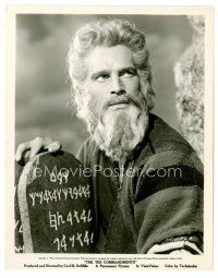 6r134 CHARLTON HESTON 8x10 still '56 close up as Moses holding tablets from The Ten Commandments!