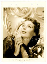 6r401 LORETTA YOUNG 8x11 key book still '46 wearing black lace blouse from Perfect Marriage!
