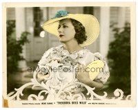 6r025 THEODORA GOES WILD color 8x10 still '36 close up of pretty Irene Dunne holding purse by gate!