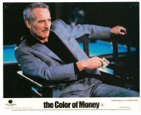 6r007 COLOR OF MONEY English FOH LC '86 c/u of Paul Newman sitting by pool table gambling!