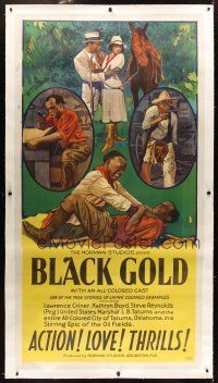6s260 BLACK GOLD linen 3sh '27 stone litho, Norman Studios all-black thrilling epic of oil fields!