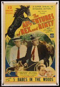 6s005 ADVENTURES OF REX & RINTY linen chapter 5 1sh '35 serial about a horse & German Shepherd dog!