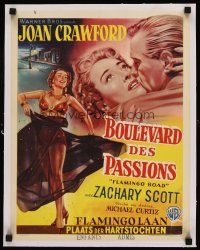 6s174 FLAMINGO ROAD linen Belgian '49 Michael Curtiz, great different art of bad girl Joan Crawford!