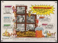 6s140a WILLY WONKA & THE CHOCOLATE FACTORY linen British quad '71 cool completely different art!