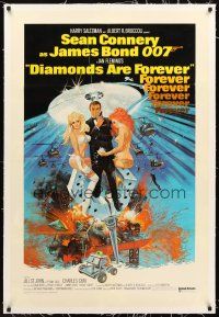 6s030 DIAMONDS ARE FOREVER linen in't 1sh art of Sean Connery as James Bond by Robert McGinnis!