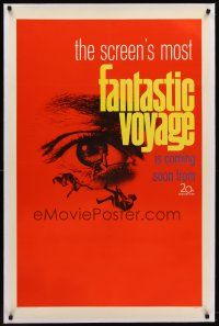 6s035 FANTASTIC VOYAGE linen teaser 1sh '66 best art of tiny people going to the human brain!