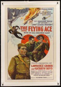 6s036 FLYING ACE linen 1sh '26 cool all-black aviation, the greatest airplane thriller ever produced
