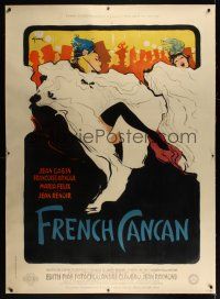 6s280 FRENCH CANCAN linen style B French 1p '55 Renoir, best art of Moulin Rouge showgirls by Gruau
