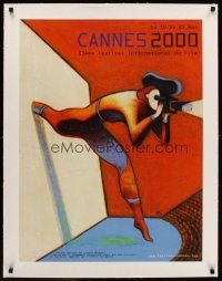 6s186 CANNES 2000 linen French film festival poster '00 cool camera art by Mattotti Lorenzo!