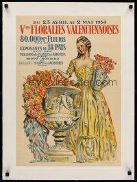 6s251 VEMES FLORALIES VALENCIENNOISES linen French special 16x23 '54 flower show!