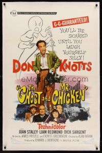 6s042 GHOST & MR. CHICKEN linen 1sh '66 scared Don Knotts fighting spooks, kooks, and crooks!