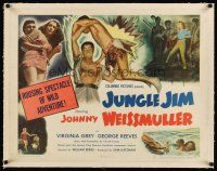 6s137 JUNGLE JIM linen style B 1/2sh48 Johnny Weissmuller tries to save Virginia Grey from alligator