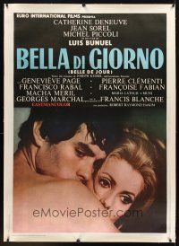 6s272 BELLE DE JOUR linen Italian 1p '67 Luis Bunuel,close up of sexy Catherine Deneuve & Jean Sorel