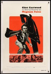 6s074 MAGNUM FORCE linen int'l 1sh '73 Clint Eastwood is Dirty Harry pointing his huge gun!