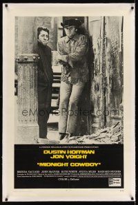 6s077 MIDNIGHT COWBOY linen int'l 1sh '69 Dustin Hoffman, Jon Voight, John Schlesinger classic!