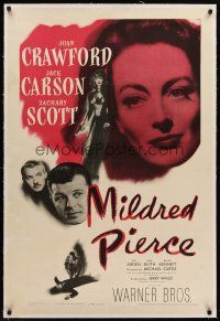 6s079 MILDRED PIERCE linen 1sh '45 Joan Crawford is the woman most men want, but shouldn't have!