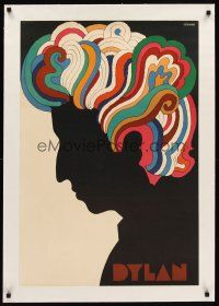 6s233 DYLAN linen 22x33 music poster '67 colorful silhouette art of Bob by Milton Glaser!