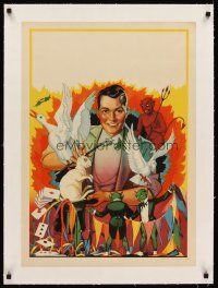 6s237 UNKNOWN MAGIC POSTER linen special 20x28 '30s wonderful colorful art of magician & tricks!