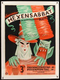 6s285 HEXENSABBAT linen German 34x47 art festival poster '30s cool art by Roman Feldmeyer!