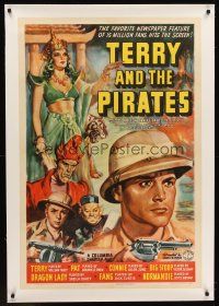 6s114 TERRY & THE PIRATES linen 1sh '40 serial, the favorite newspaper feature hits the screen!