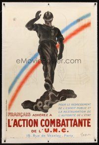 6s286 L'ACTION COMBATTANTE linen French 32x47 special poster '40s art by Leonetto Cappiello!