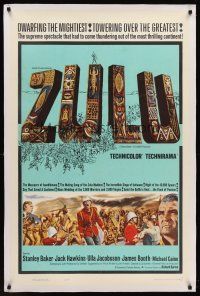 6s127 ZULU linen 1sh '64 Stanley Baker & Michael Caine English classic, dwarfing the mightiest!