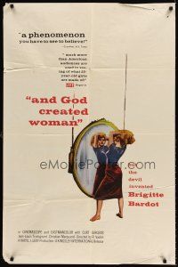 6t005 AND GOD CREATED WOMAN 1sh '57 but the Devil created sexy Brigitte Bardot!
