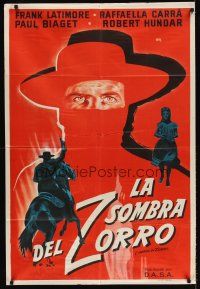 6t157 SHADOW OF ZORRO Argentinean '62 cool artwork of masked hero Frank Latimore c/u & on horse!