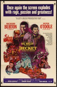 6t010 BECKET 1sh R67 different art of Richard Burton & Peter O'Toole by Sandy Kossin!
