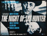 6t296 NIGHT OF THE HUNTER British quad R99 c/u of Robert Mitchum showing his LOVE & HATE tattoos!