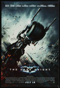 6t207 DARK KNIGHT advance DS 1sh '08 Christian Bale as Batman on wild motorcycle!