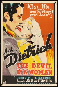 6t448 DEVIL IS A WOMAN S2 recreation 1sh 2001 best art of Marlene Dietrich, she'll break your heart!